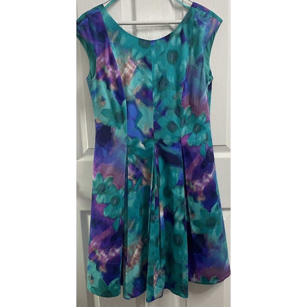 Eliza J Women's Dress Green‎ Purple Party Wedding Dress Watercolor Floral Sz.6
